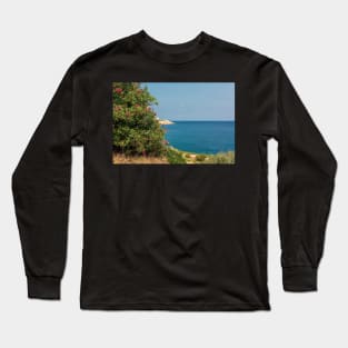 Nerium oleander flowers with sea Long Sleeve T-Shirt